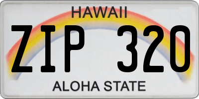HI license plate ZIP320