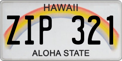 HI license plate ZIP321