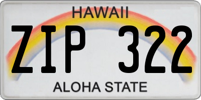 HI license plate ZIP322