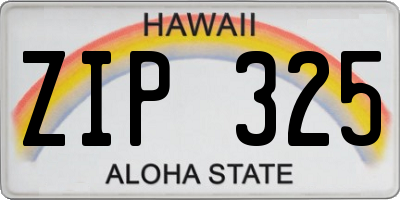 HI license plate ZIP325