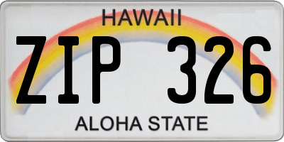 HI license plate ZIP326