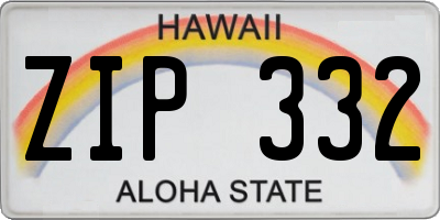 HI license plate ZIP332