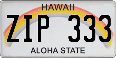 HI license plate ZIP333
