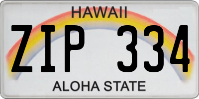 HI license plate ZIP334