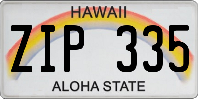 HI license plate ZIP335
