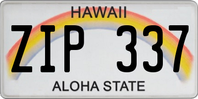 HI license plate ZIP337