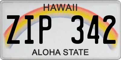 HI license plate ZIP342