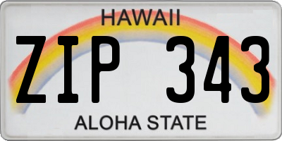 HI license plate ZIP343