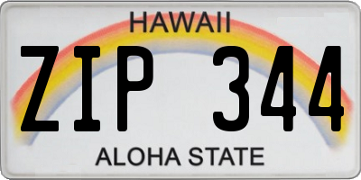 HI license plate ZIP344