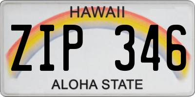 HI license plate ZIP346