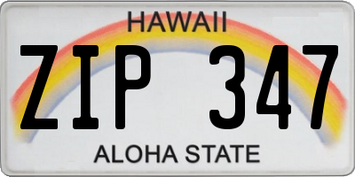HI license plate ZIP347