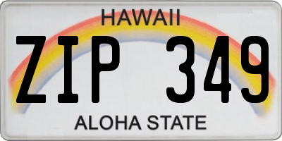 HI license plate ZIP349