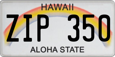 HI license plate ZIP350