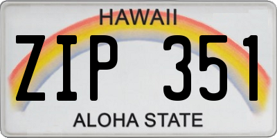 HI license plate ZIP351