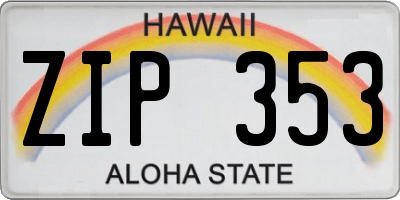 HI license plate ZIP353