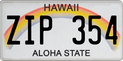 HI license plate ZIP354