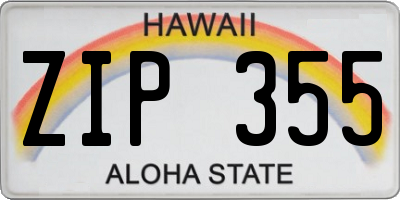 HI license plate ZIP355