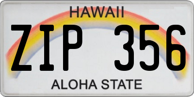 HI license plate ZIP356