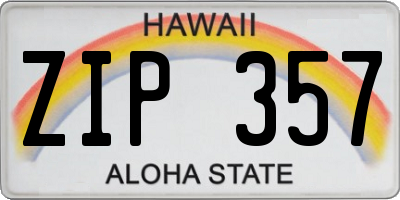 HI license plate ZIP357