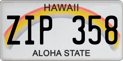 HI license plate ZIP358