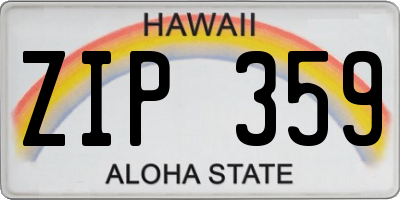 HI license plate ZIP359