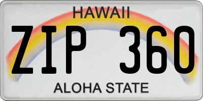 HI license plate ZIP360