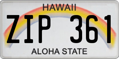 HI license plate ZIP361
