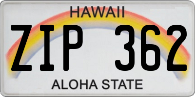 HI license plate ZIP362