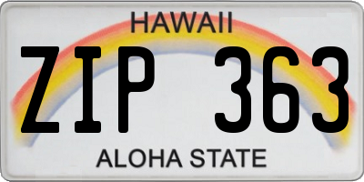 HI license plate ZIP363