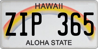 HI license plate ZIP365