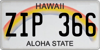 HI license plate ZIP366