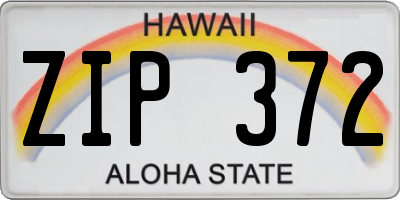 HI license plate ZIP372