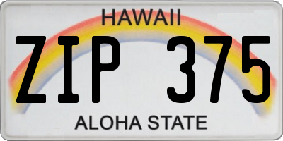 HI license plate ZIP375