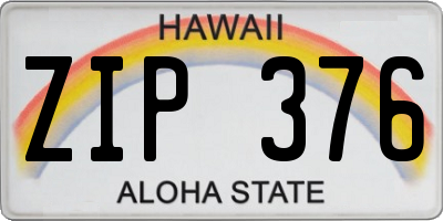 HI license plate ZIP376