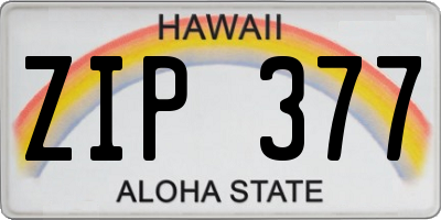 HI license plate ZIP377