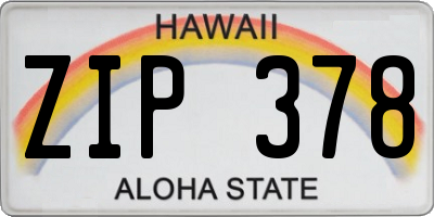 HI license plate ZIP378