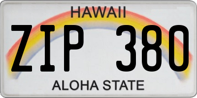 HI license plate ZIP380