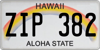 HI license plate ZIP382