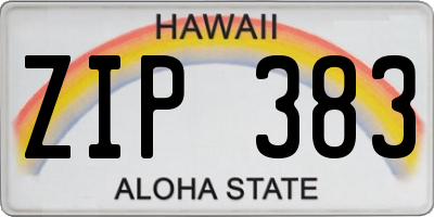HI license plate ZIP383