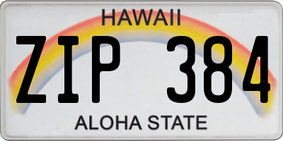 HI license plate ZIP384