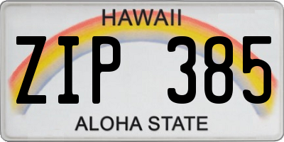 HI license plate ZIP385