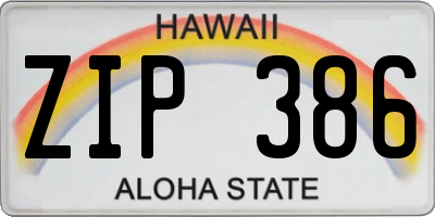 HI license plate ZIP386
