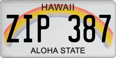 HI license plate ZIP387