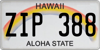 HI license plate ZIP388