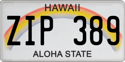 HI license plate ZIP389
