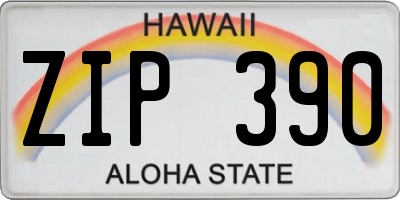 HI license plate ZIP390
