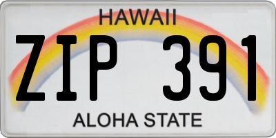 HI license plate ZIP391