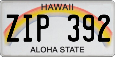 HI license plate ZIP392