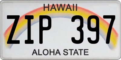 HI license plate ZIP397