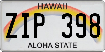 HI license plate ZIP398
